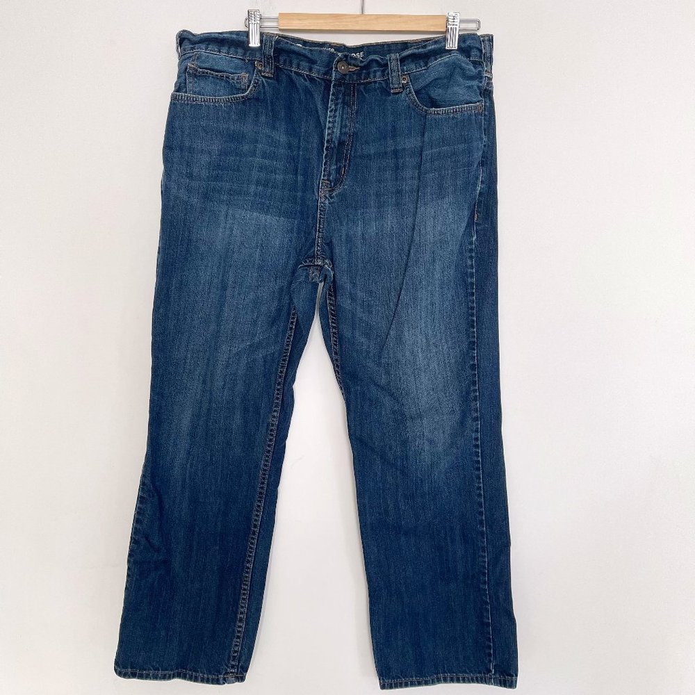 Warehouse One Men Loose Fit Straight Leg Pockets Cotton Blue Jeans Size W36/L30